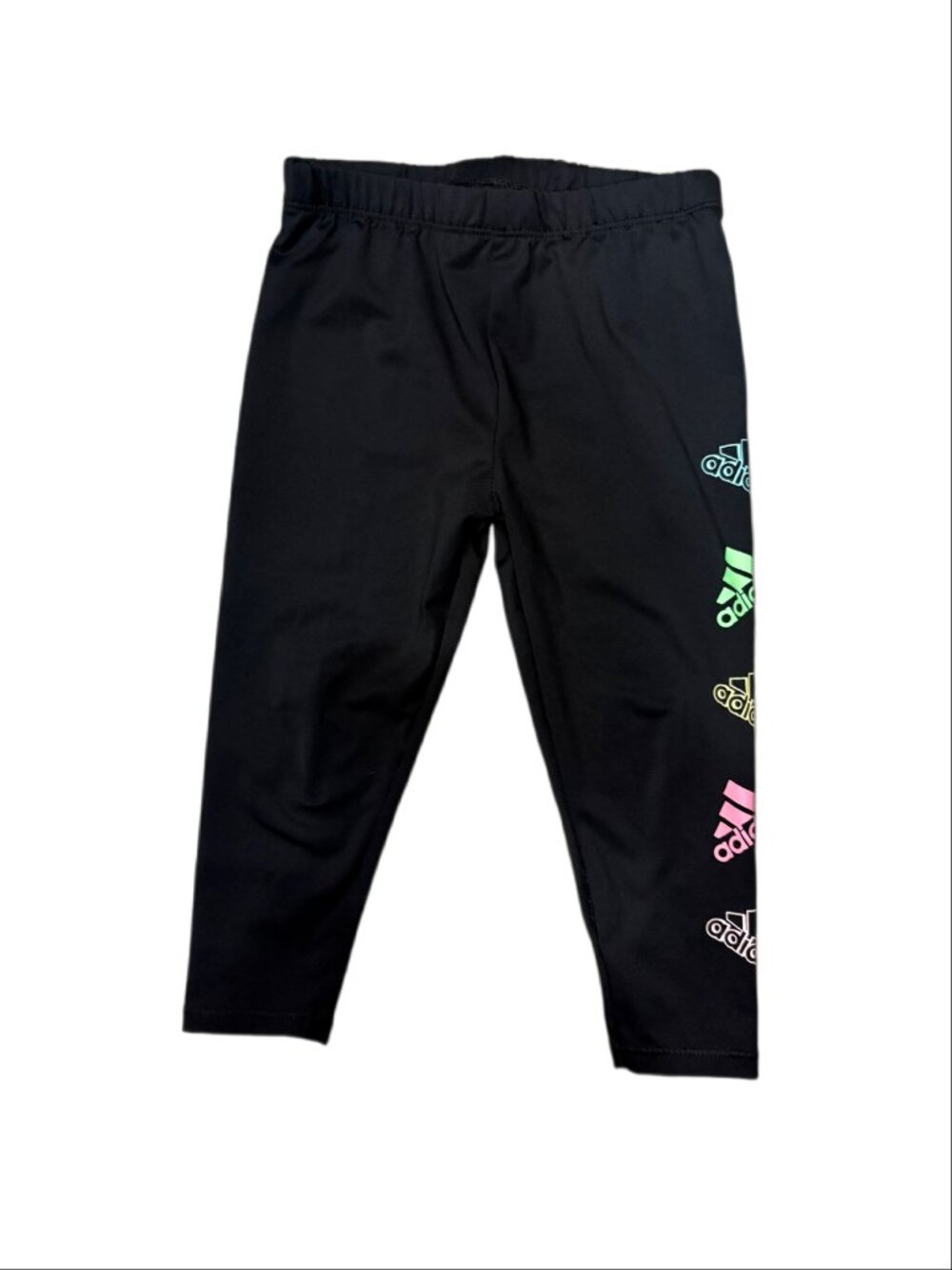 Adidas Baby/Toddler Girls Black Multi-Logo Stacking Leggings (Size 24M)